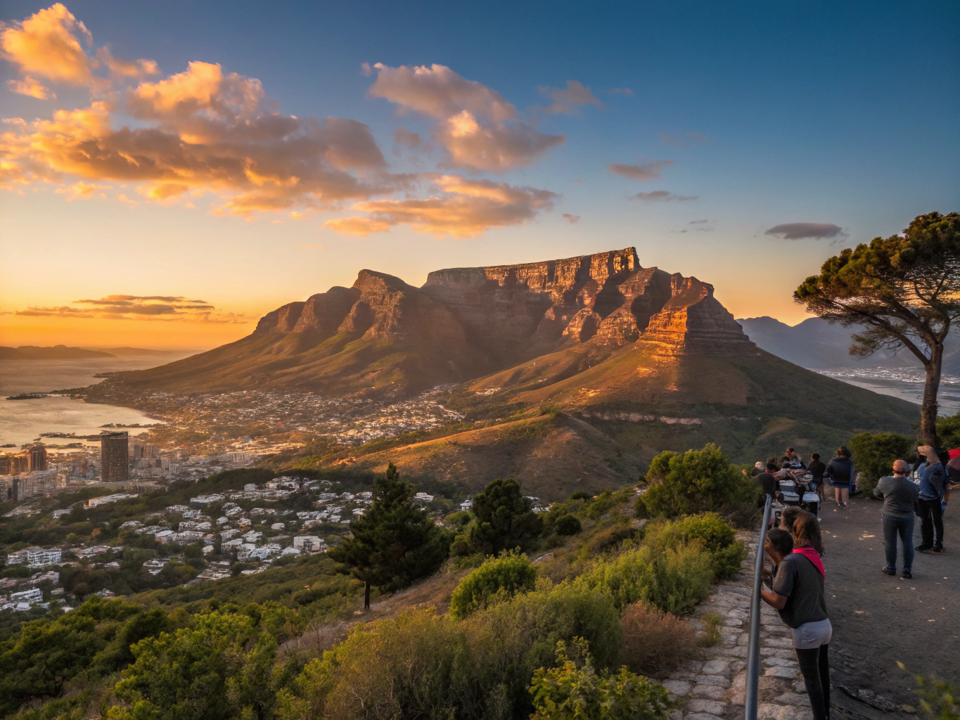 Table Mountain cable car at sunset